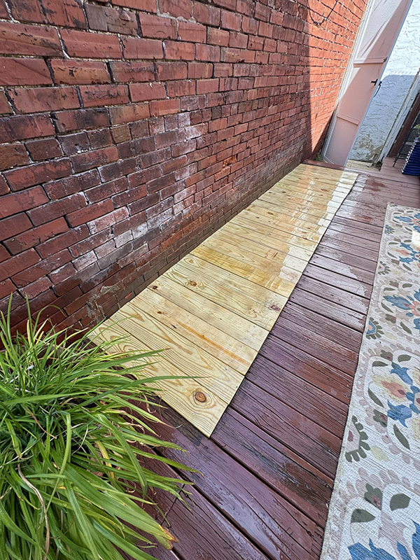 South Philly deck repair. Filled in a raised garden bed hole to allow more room for relaxing.