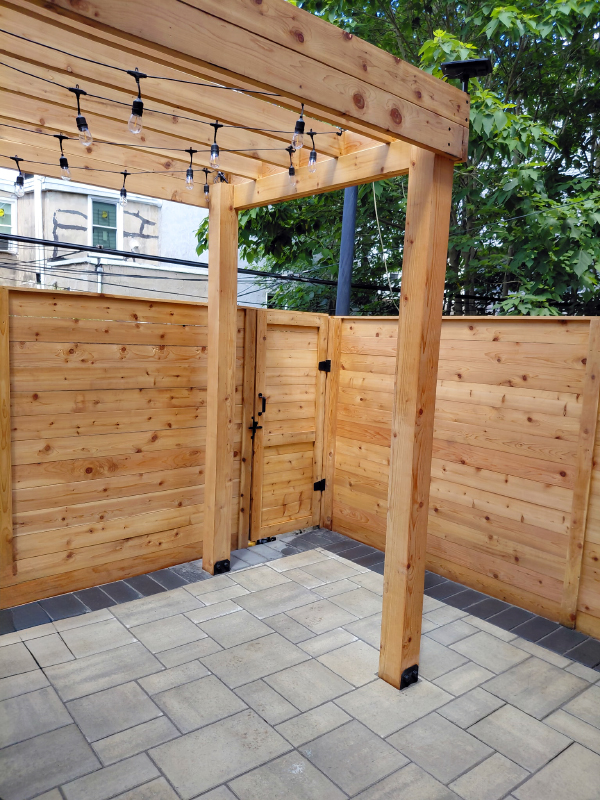 Cedar pergola in Point Breeze neighborhood of Philadelphia.